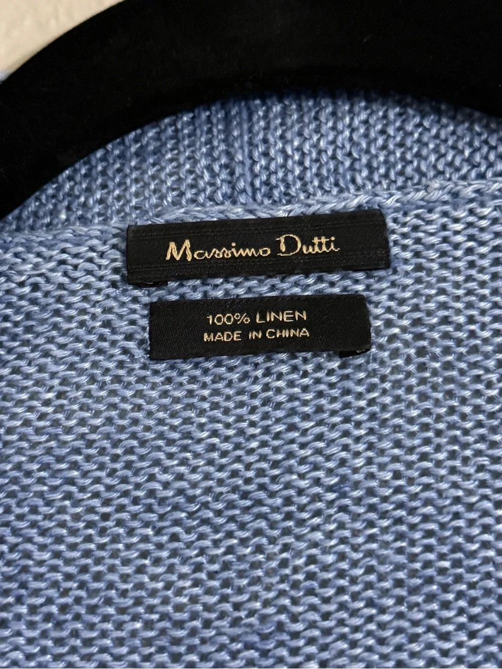 Massimo Dutti Blue 100% Linen Open Front Cardigan Kimono Sweater Size L